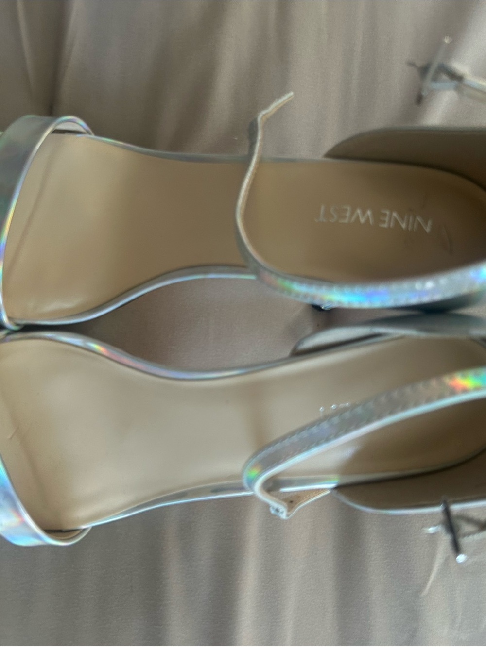 Nine West Iridescent Holographic Strappy Heels